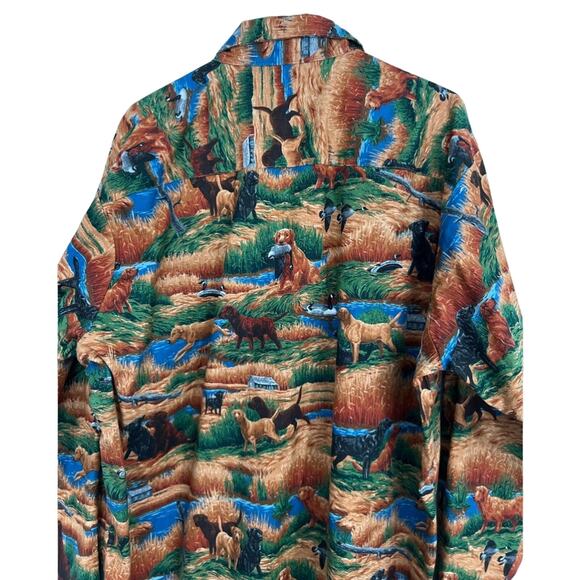 Vintage 3 Forks The Wolf River Mens Button Up Hunting Labrador Shirt SZ XL USA - Picture 6 of 6